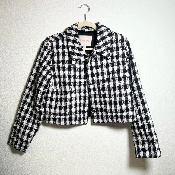 Anthropologie Hutch pink and black plaid blazer - Picture 1 of 6